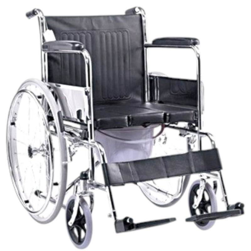 Silla de Ruedas de Acero Inoxidable Con Urinario Con Tapa “U"